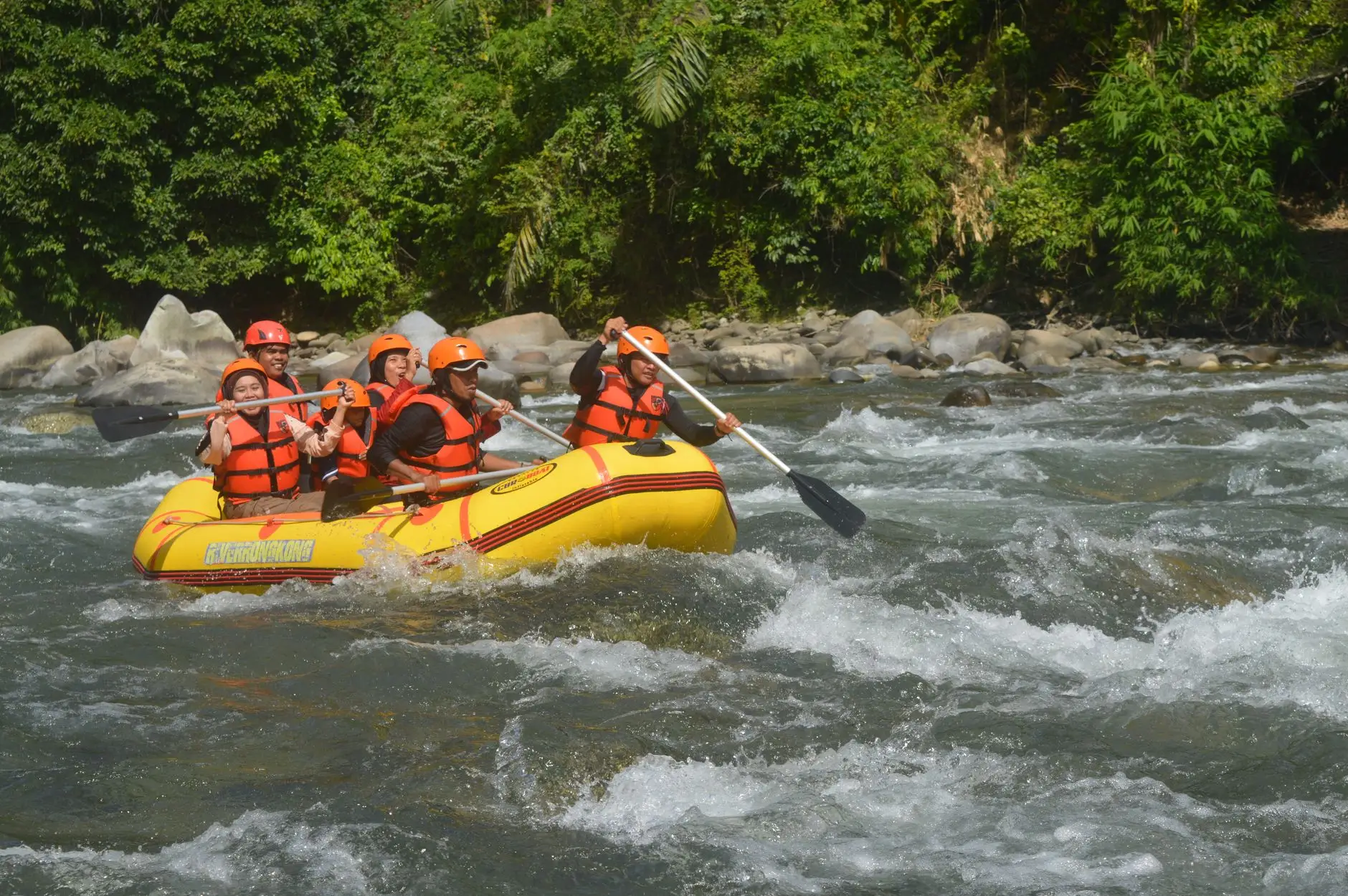 Ayung River rafting package costs around 850000 IDR per person